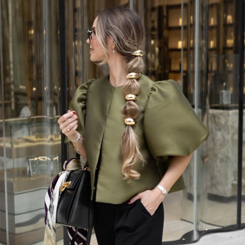Damen stilvolle Bluse mit puffärmeln
