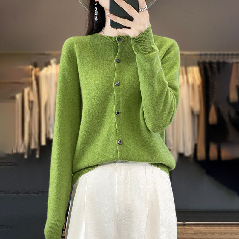 Damen Leichter Feinstrick-Cardigan mit Kaschmir‑Optik, Rundhalsausschnitt und verdeckter Knopfleiste Shop Nory