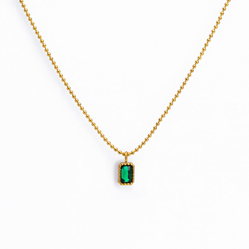 Damen eleganter Halsschmuck mit grünem Edelstein Shop Nory