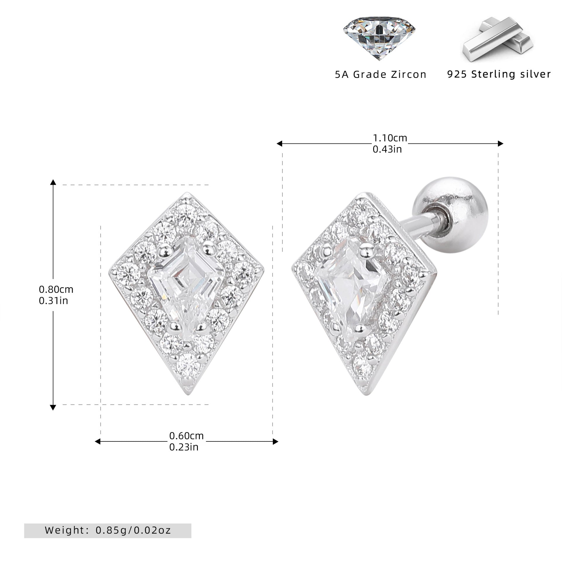 Damen Ohrstecker mit luxuriösem Zirkonbesatz aus hochwertigem 925 Sterling Silber Shop Nory