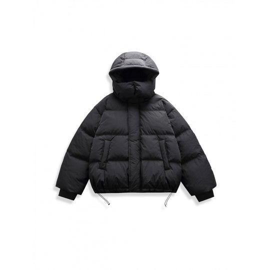 Unisex Kurze Steppjacke mit Kapuze, hohem Stehkragen und verstellbarem Saum Shop Nory