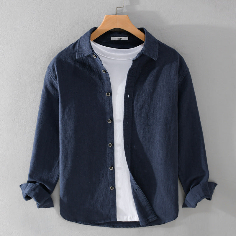 Herren Relaxed-Fit Leinenhemd mit durchgehender Knopfleiste und Hemdkragen Shop Nory