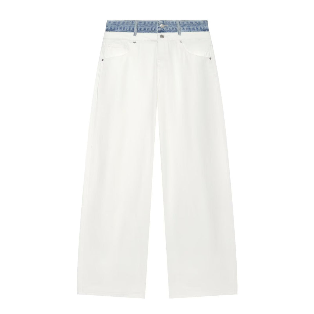 Damen High‑Waist Culotte-Jeans mit weitem Bein und kontrastierendem Jeansbund Shop Nory
