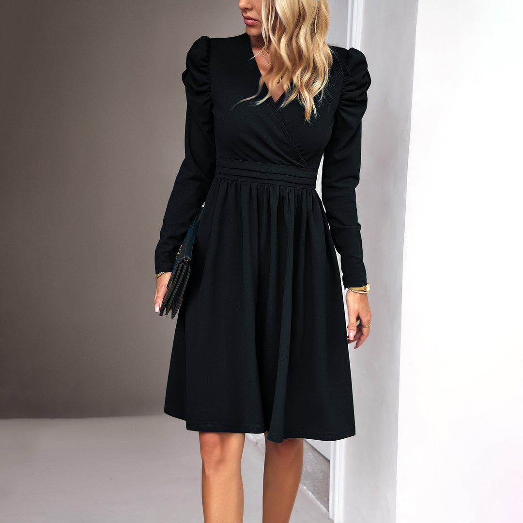Damen nan Wickel-Midikleid mit Puffärmeln, betonter Taillenpasse und weit schwingendem Rock Shop Nory