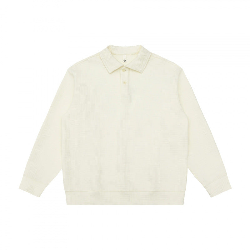 Unisex Langärmliger Strick-Poloshirt-Pullover mit Boxy‑Fit und Waffelstruktur Shop Nory