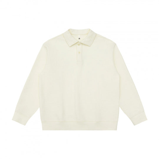 Unisex Langärmliger Strick-Poloshirt-Pullover mit Boxy‑Fit und Waffelstruktur Shop Nory