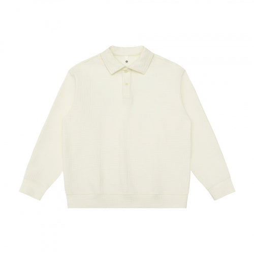 Unisex Langärmliger Strick-Poloshirt-Pullover mit Boxy‑Fit und Waffelstruktur Shop Nory