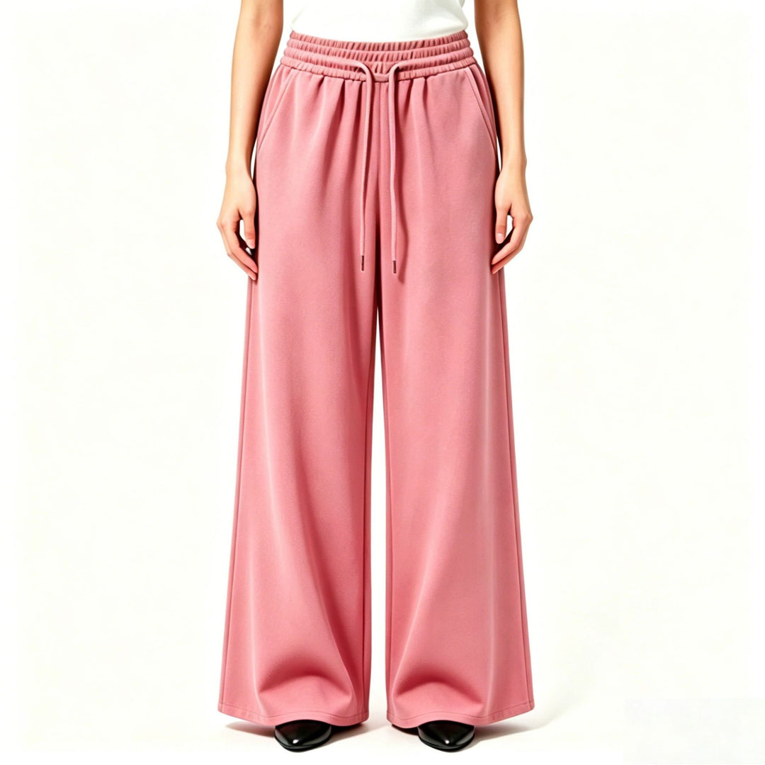 Damen nan weite High-Waist Loungehose mit elastischem Bund, Kordelzug und fließendem Jersey Shop Nory