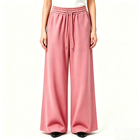 Damen nan weite High-Waist Loungehose mit elastischem Bund, Kordelzug und fließendem Jersey Shop Nory