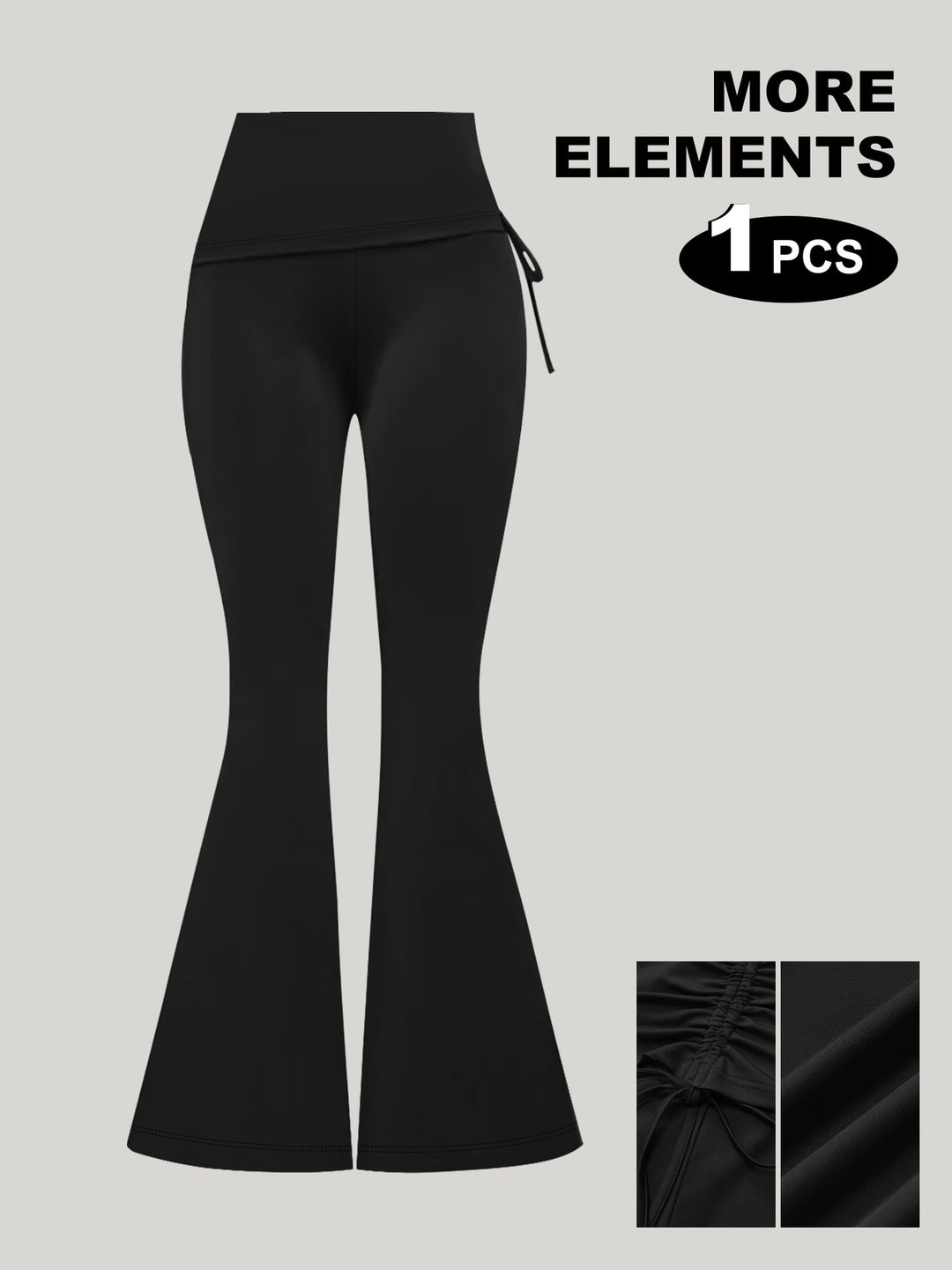 Damen High-Waist Flared-Yogahose mit seitlicher Raffnaht und Kordelzug Shopy Nory