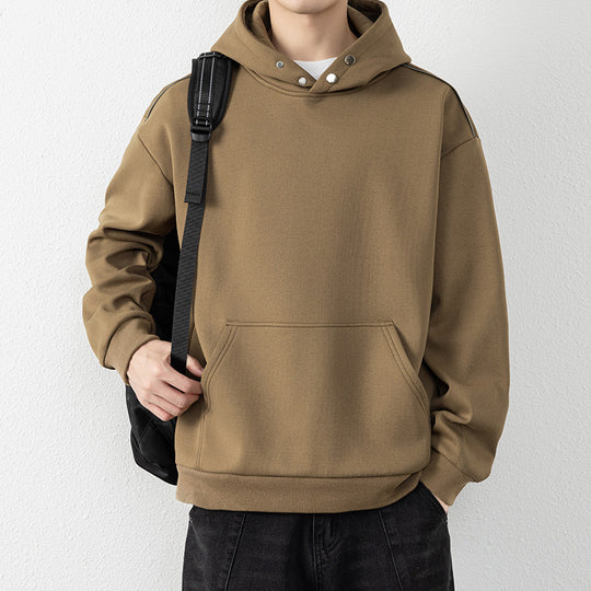 Herren Oversize-Kapuzenpullover mit Kängurutasche & Druckknopf-Hals Shop Nory
