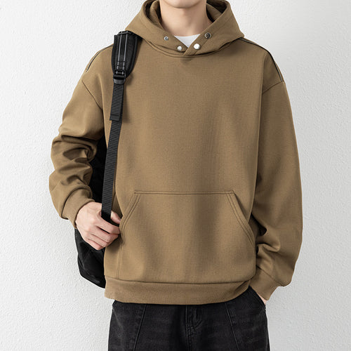 Herren Oversize-Kapuzenpullover mit Kängurutasche & Druckknopf-Hals Shop Nory