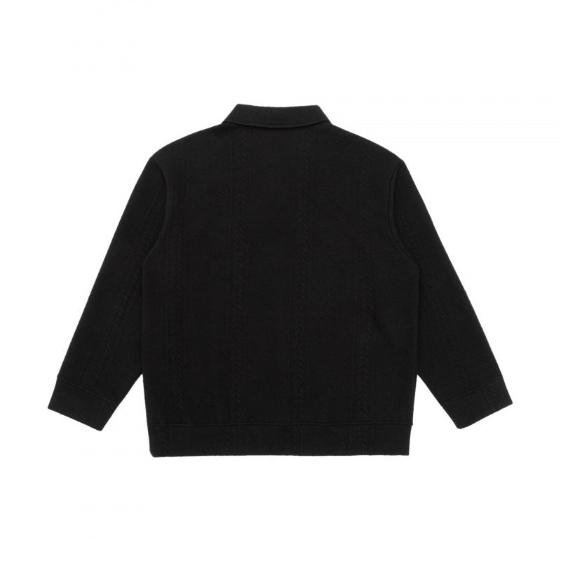 Unisex Poloshirt-Strickpullover mit Zopfmuster, Boxy‑Schnitt und Hemdkragen Shop Nory