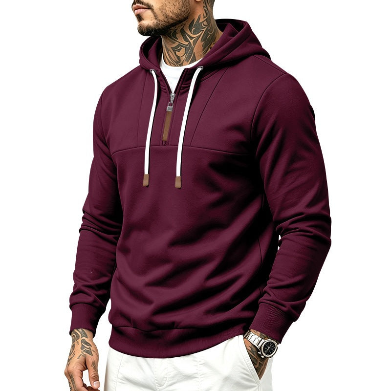 Herren Moderner Halbzip-Hoodie aus French Terry mit Zierriegel und Kordelzug Shop Nory