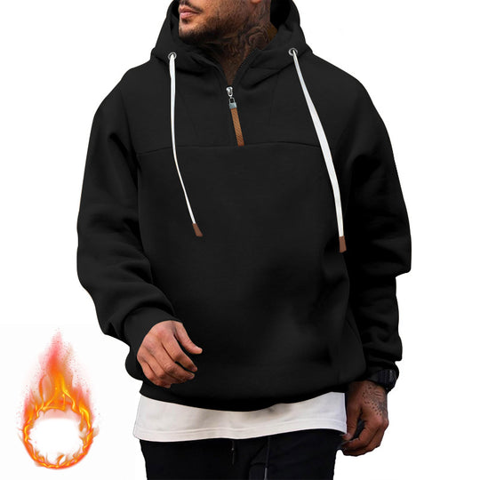 Herren Fleece-Halbzip-Hoodie mit Kapuze, Kordelzug und elastischen Bündchen Shop Nory