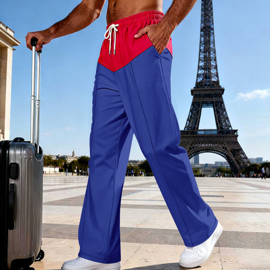 Herren Leichte Travel-Hose mit weitem Bein, kontrastierendem Tunnelzugbund und Bügelfalte Shop Nory