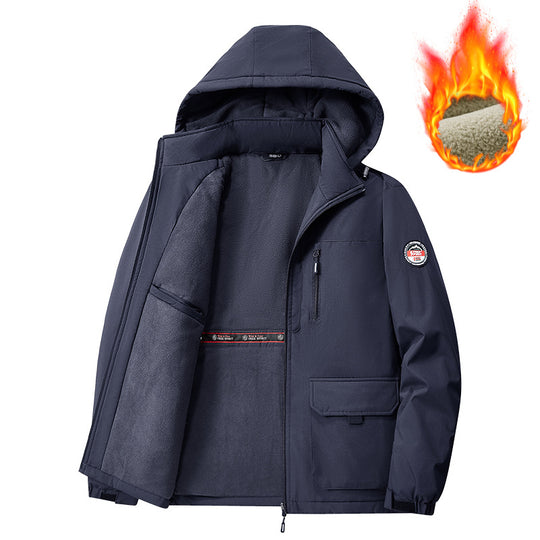Herren Wind- und Wasserabweisender Kapuzenparka mit weichem Fleece-Innenfutter und Multifunktionstaschen Shop Nory
