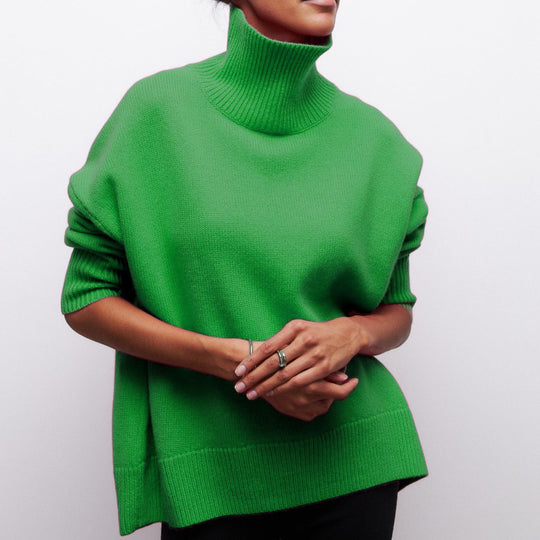 Damen Kuscheliger Oversize Rollkragenpullover mit verdeckten Seitenschlitzen und extra langem Rippbund Shop Nory