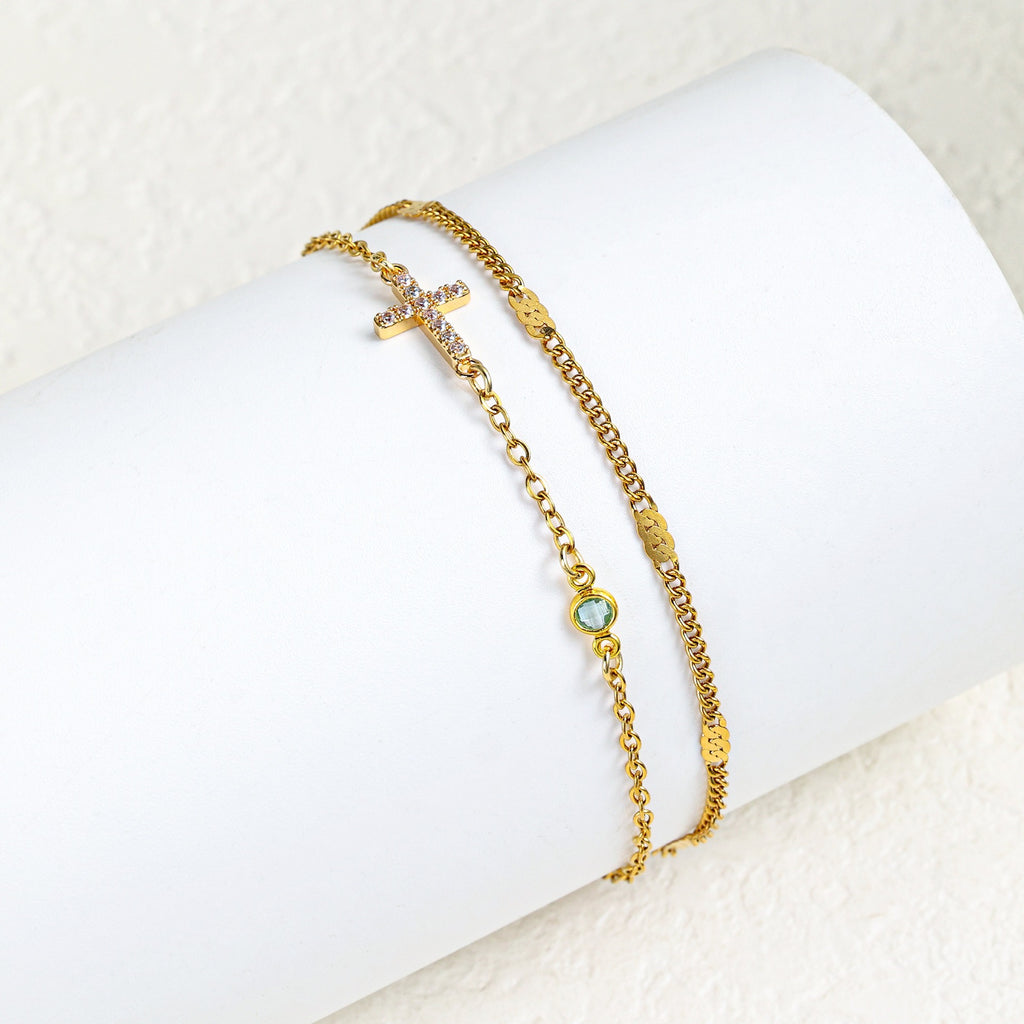 Damenarmband mit christlichem Kreuz und funkelnden Strasssteinen Shop Nory