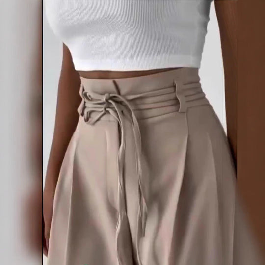 Damen Weite Hochbund-Hose mit raffinierter Drapierung