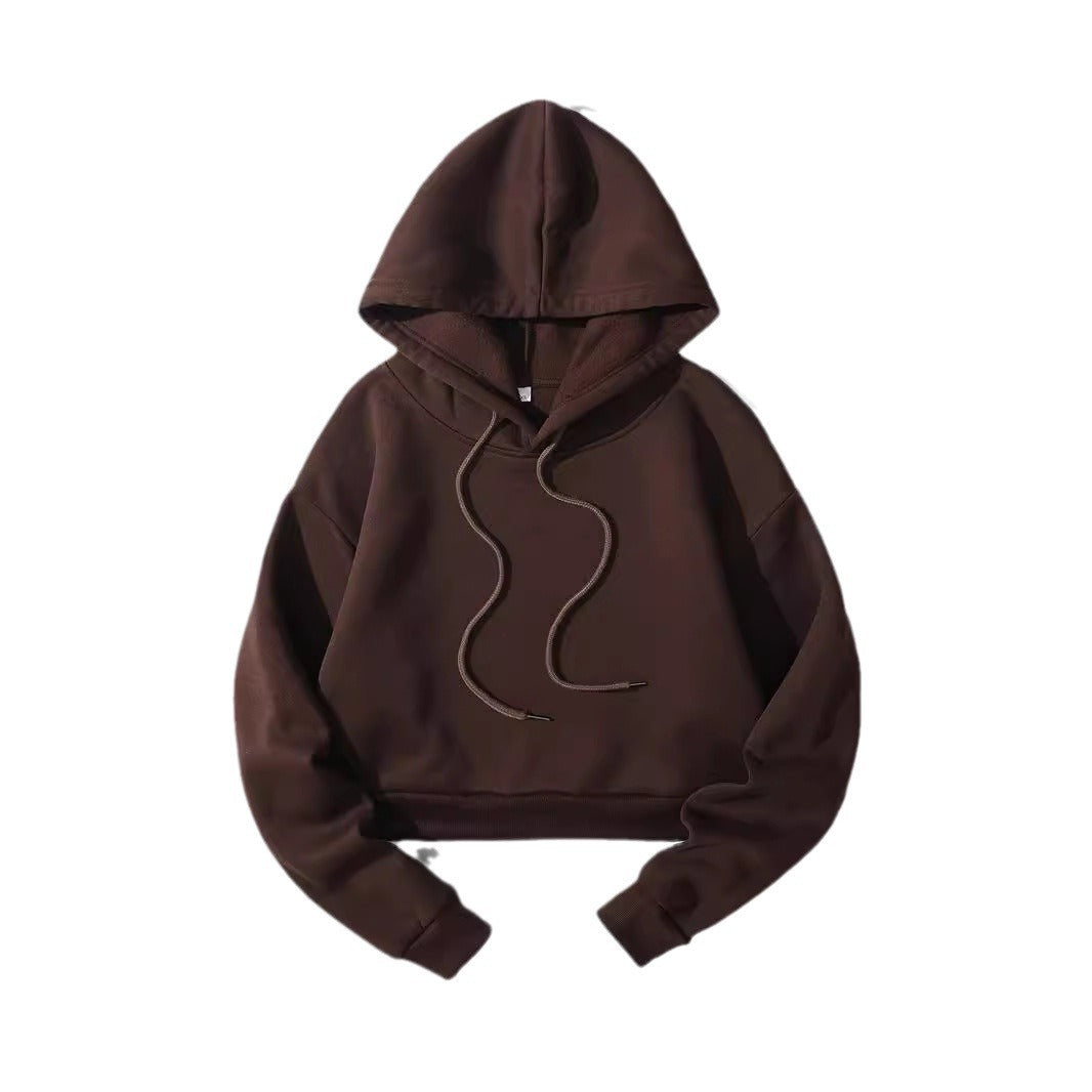 Damen nan cropped Kapuzenpullover mit weichem Fleece‑Innenfutter und elastischem Rippbund Shop Nory