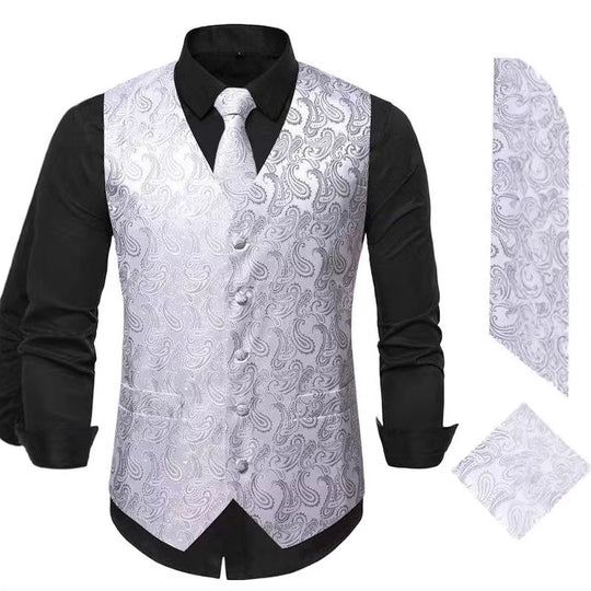 Herren Paisley Satin Anzugweste Set mit Krawatte und Einstecktuch Shop Nory