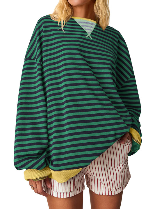 Damen Oversized gestreifter Sweatshirt