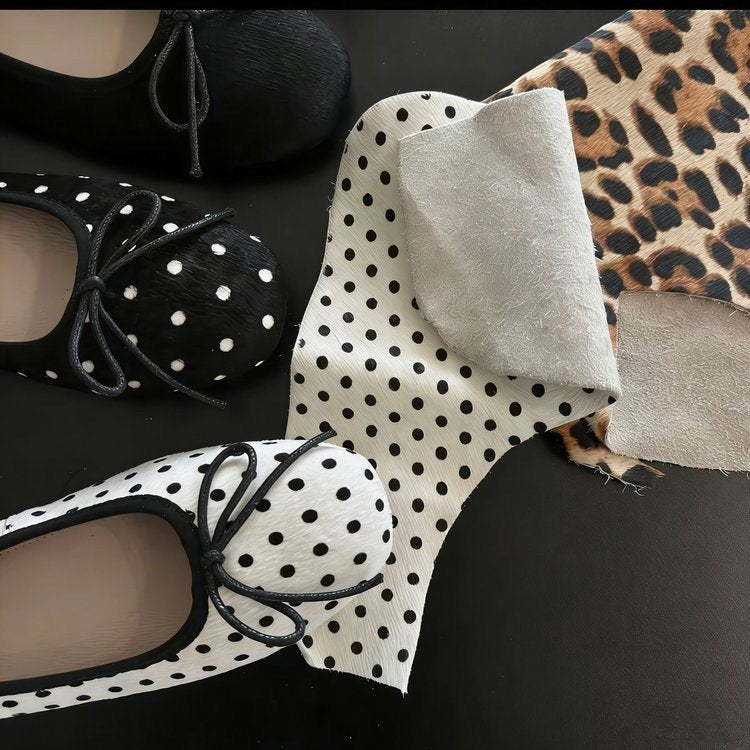 Damen Ballerinas mit dekorativer Schleife und modischem Punktemuster Shopnory