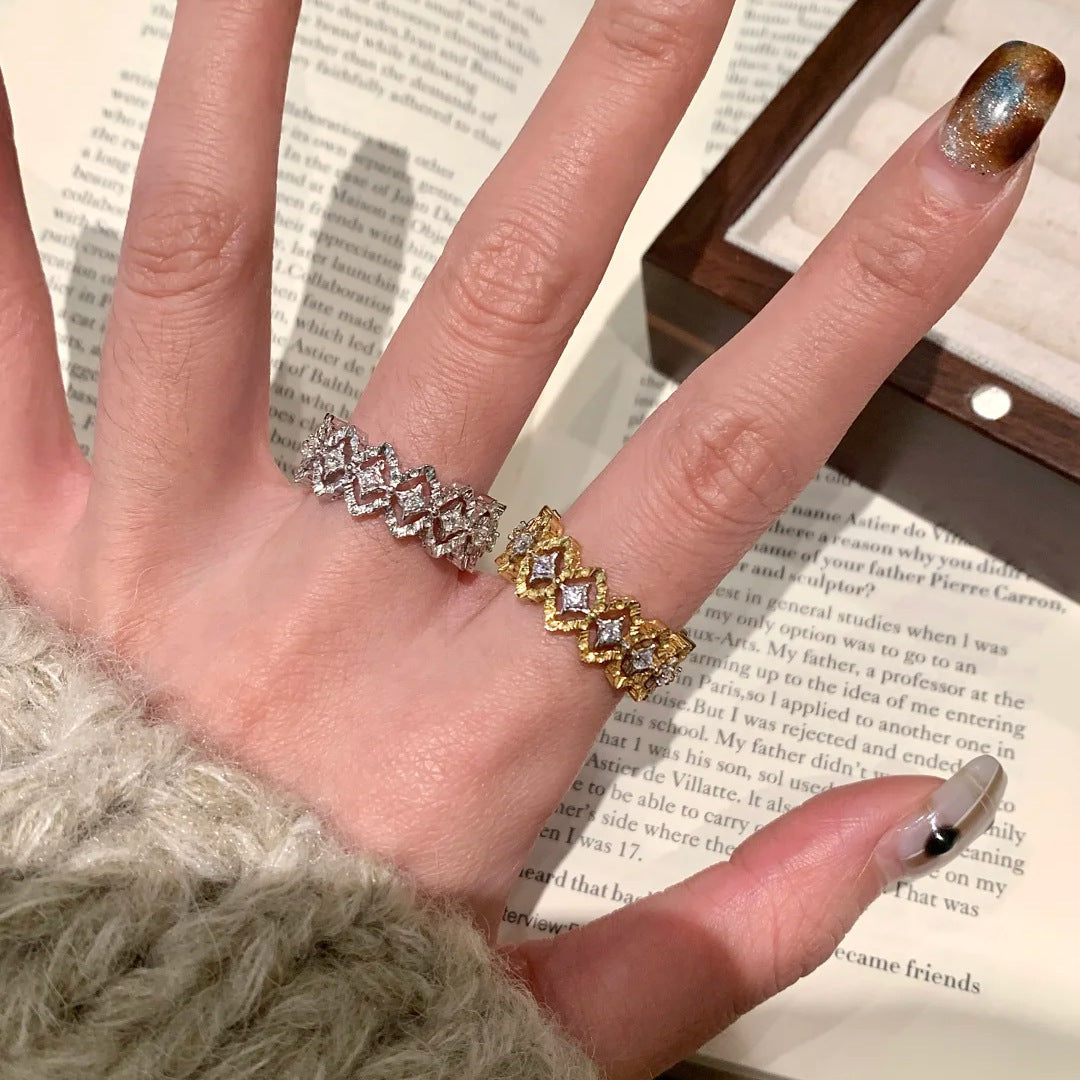 Damen filigraner Ring mit funkelnden Strasssteinen Shop Nory