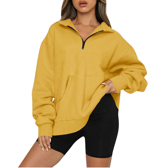 Damen nan Oversize-Halbzip-Kapuzenpullover mit Kängurutasche und verlängertem Saum Shop Nory