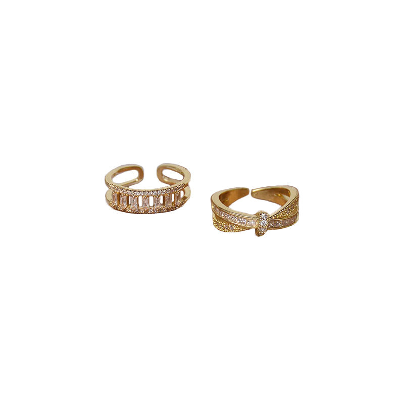 Damen Offener Ring mit funkelndem Kristallbesatz Shop Nory