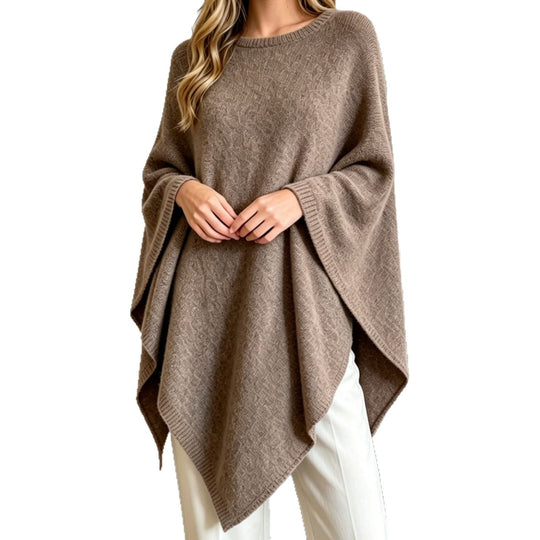 Damen Oversize Strickponcho mit weitem Rundhalsausschnitt Shop Nory