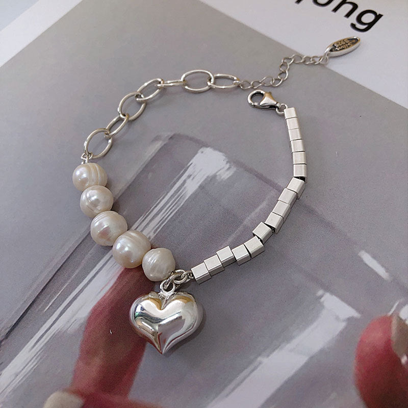 Damen Charm-Armband mit Herz und Perlen Shop Nory