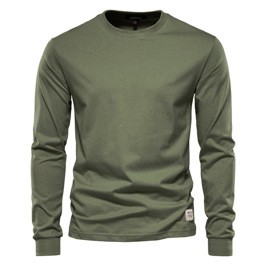 Herren nan klassisches langärmliges Baumwollshirt mit Rundhalsausschnitt und elastischen Bündchen