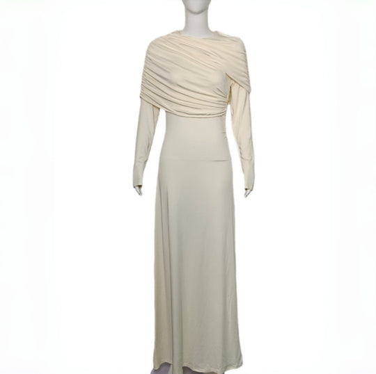 Damen Maxikleid mit Cape‑Drapierung und tailliertem Schnitt Shop Nory