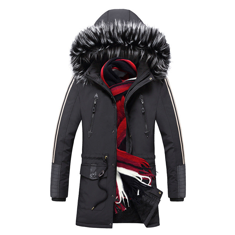 Herren langer Winterparka mit Kunstfellkapuze, wattierter Thermoisolierung und multifunktionalen Taschen Shop Nory
