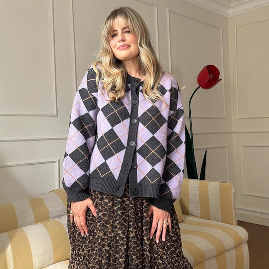 Damen Argyle-Strickjacke mit kastiger Silhouette und großer Knopfleiste Shop Nory