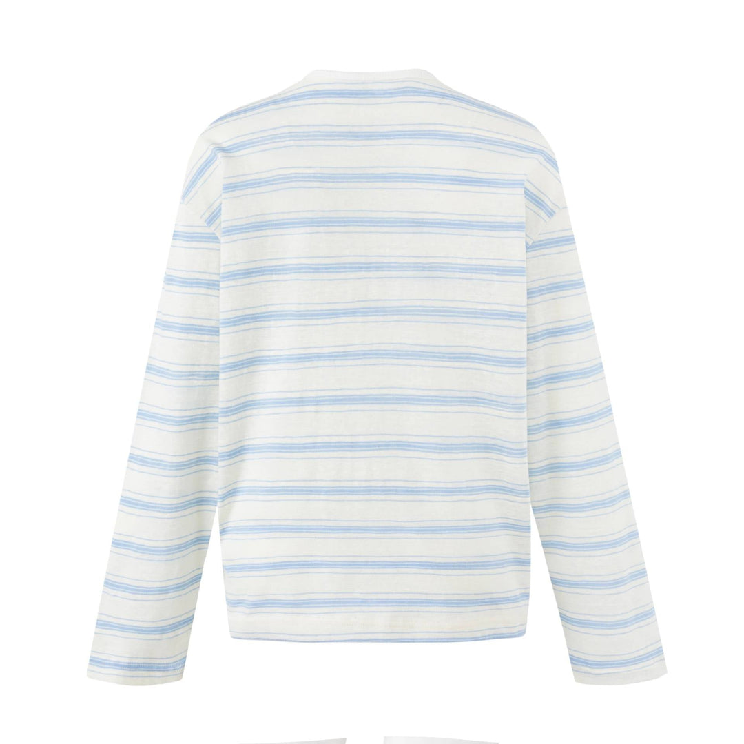 Damen Gestreiftes Langarm-Henleyshirt aus leichter Baumwollmischung Shop Nory