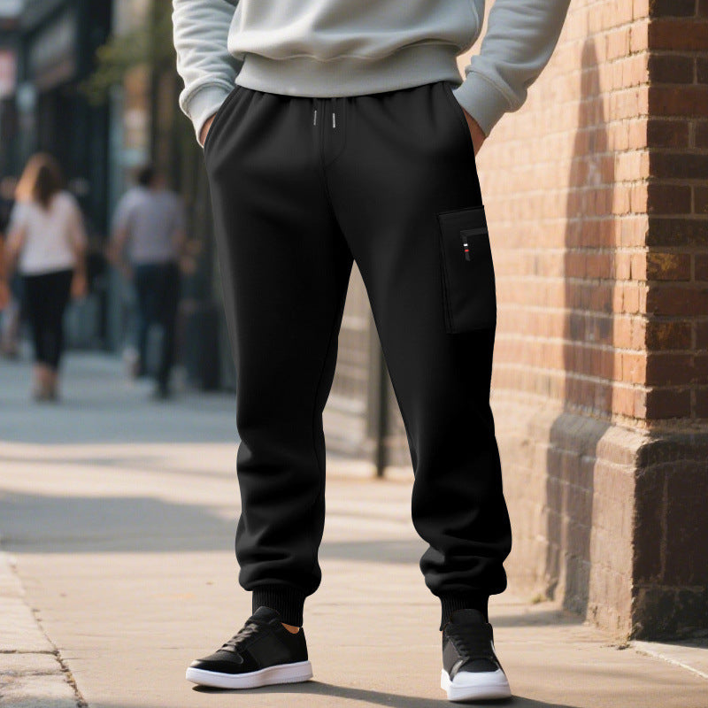 Herren lässige Jogginghose mit Cargo-Reißverschlusstasche, elastischem Bund und gerippten Bündchen Shop Nory