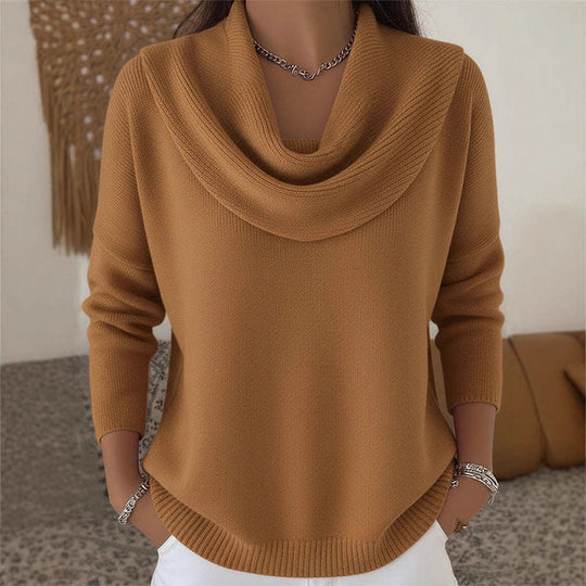 Damen Stylischer Bootcut Pullover mit Wasserfall-Ausschnitt Shop Nory