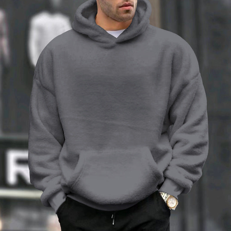 Herren Kuscheliger Oversize Kapuzenpullover aus Teddy-Fleece mit Kängurutasche Shop Nory