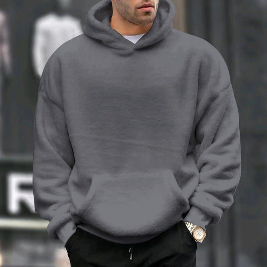 Herren Kuscheliger Oversize Kapuzenpullover aus Teddy-Fleece mit Kängurutasche Shop Nory