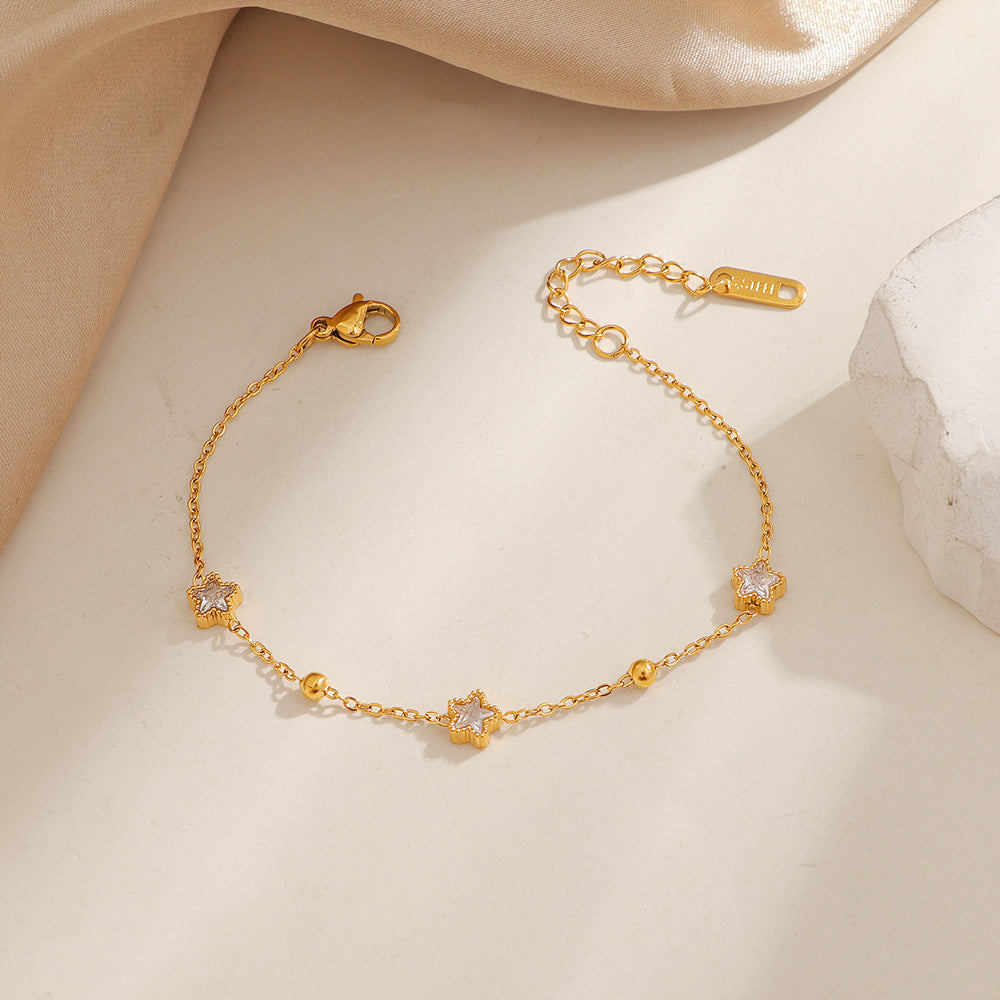 Damen Kristall-Akzent Gold Stern Kette Fußkettchen Shop Nory