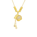 Damen Halskette mit kunstvollem Anhänger aus hochwertigem goldfarbenen Metall und Zirkonia-Details Shop Nory