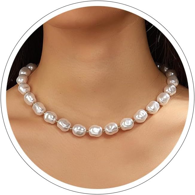 Damen Perlenhalskette mit geschwungenen Perlendesigns und goldenen Akzenten Shop Nory