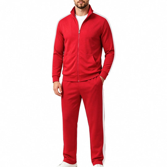 Herren Sportliches Trainingsanzug-Set mit Kontraststreifen, Reißverschlussjacke und Jogginghose Shop Nory