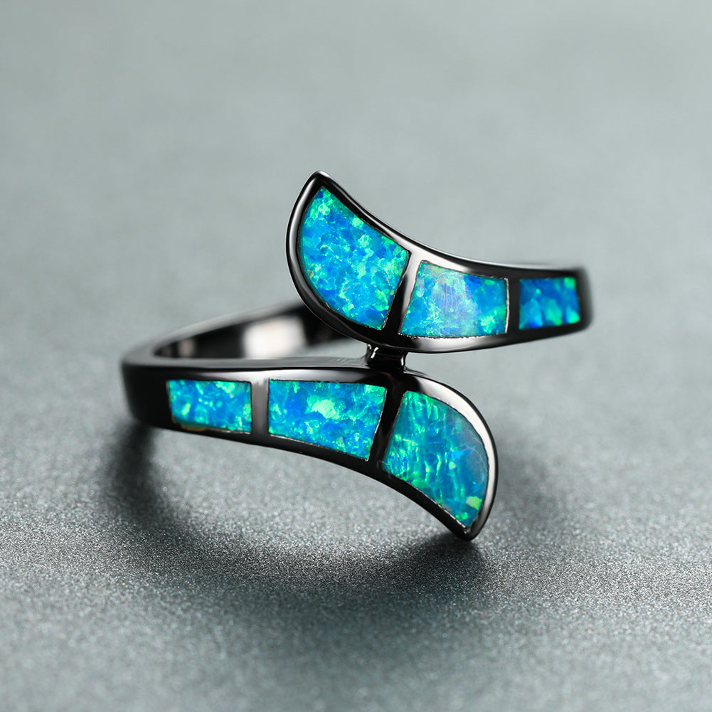 Damen Ring mit schimmerndem Opalmosaik und geschwungenem Design Shop Nory