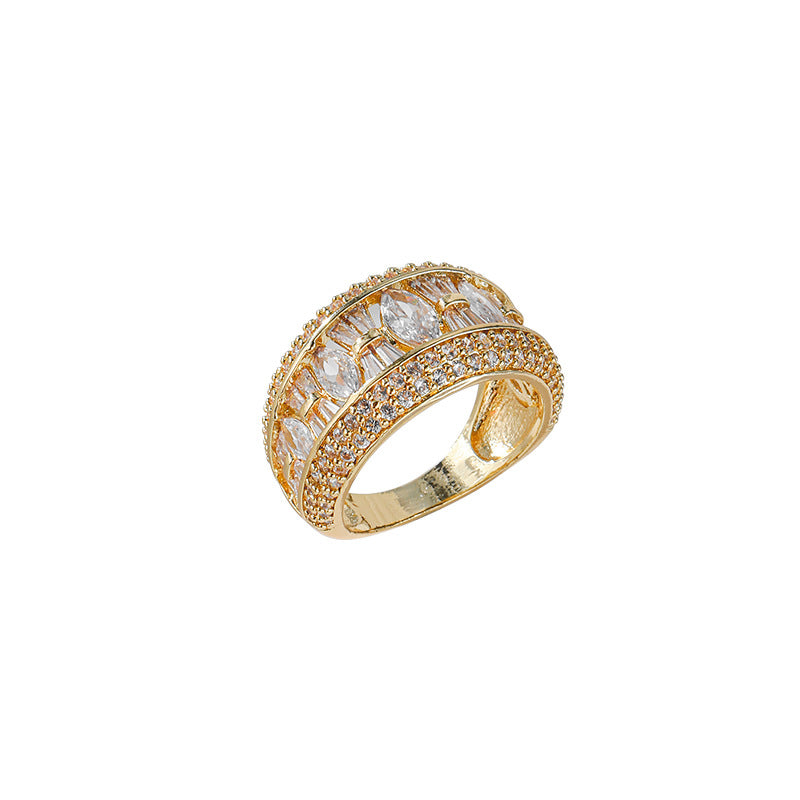 Damen Glänzender Zirkonia-Ring mit filigranen Verzierungen Shop Nory