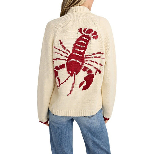 Damen Grobstrick Rollkragenpullover mit Hummer-Intarsie und lässiger Oversize-Passform Shop Nory