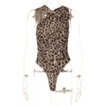 Damen Figurbetontes Bodysuit mit raffinierten Raffungselementen und Animal-Print